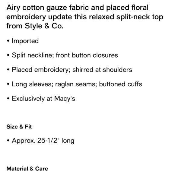 Style & Co. Pink Floral Embroidered 100% Cotton Top XXL MACY’S Exclusive NWOT - Picture 2 of 14